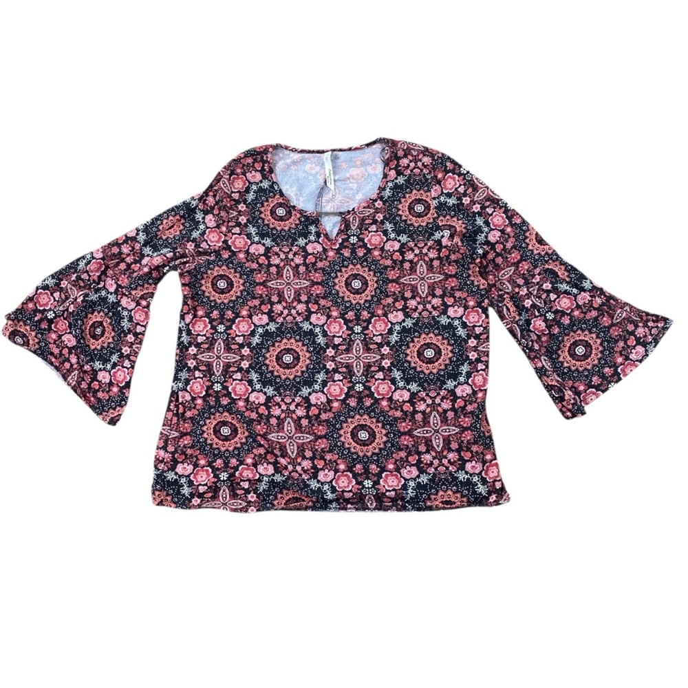 Woman’s NY Collection floral knit peasant blouse size 2X
